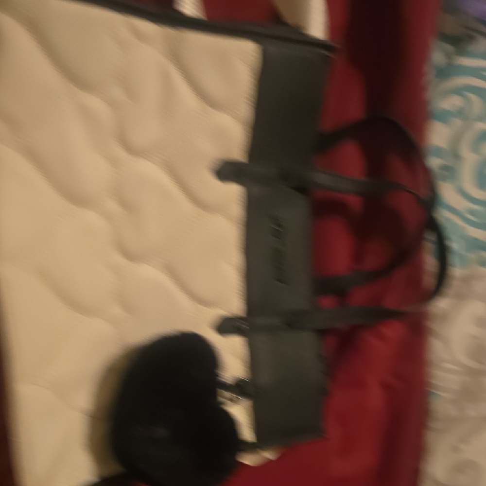 Betsey Johnson Black and Cream Quilted Satchel